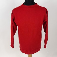 Guernsey Woollens Jumper 100% New Wool Red Size Medium Chest 40 (#H1/14)