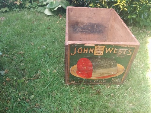 Antique john west salmon box - antique,
