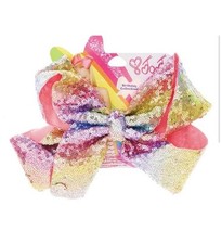 Real Jojo Siwa Birthday Sequin Bow Rainbow Cheerleader Hair Clip 💯Authentic