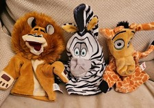 Madagascar Persil Collectible Hand Puppets  Alex The Lion Marty Zebra Melvin VGC