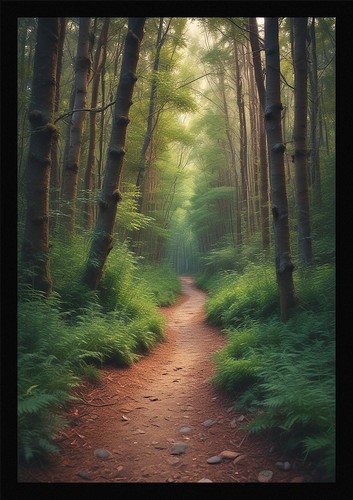Soft forest path framed wall - soft,