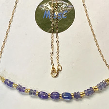 9CT GOLD TANZANITE  NECKLACE,  ALL NATURAL STONES HANDMADE IN UK, STAMPED 375