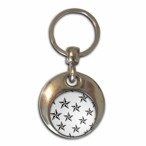 Nautical stars round metal key - stars,