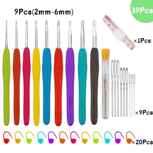 9pcs crochet hooks set soft - hooks,