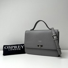 OSPREY LONDON Aubrey Satchel Nappa Grey Real Leather Grab Shoulder Crossbody Bag
