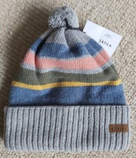 SATILA of Sweden Lovely 80% Lambswool Grey Pink Khaki BOBBLE HAT Pompom Unisex