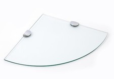 Glass Shelves Wall Mounted Bathroom Toughened Clear Corner Shelf Chrome Supports