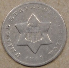 1851-O Three Cent Silver as