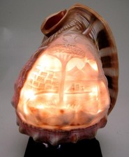 Vintage lamp with hand-carved