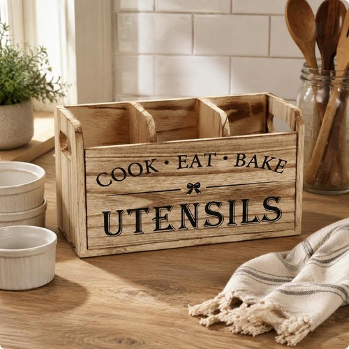 Divided cutlery box distressed - divided,