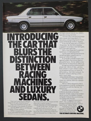 1985 print bmw 535i blurs - bmw, "blurs