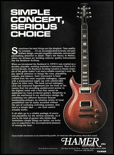 1991 hamer sunburst archtop - 1991,