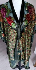  Velvet Devore Kimono Art Deco Jacket S M L Xl Boho, Burnout ,Gothic ,piano 
