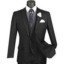 VINCI Men's Black 3pc 2 Button
