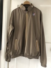 K-WAY Size 2XL Beige Windbreaker Concealed Hood 3 Zip Pockets Foldable