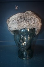Vintage Russian grey real fur trapper hat size small winter warm revival