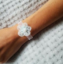 Wedding wrist corsage flower rose organza bracelet Bridesmaid baby Flower girl