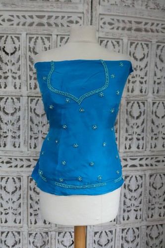 Blue pure silk sari - , choli