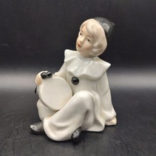 Vintage Pierrot Drummer Porcelain Figurine Art Deco Style 1980s 10cm x 8cm VGC