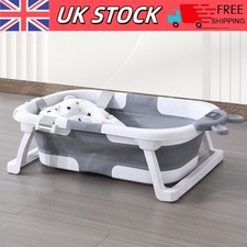 Baby Bath Tub 0-24 Months Foldable Newborn Toddler Bath with Soft Cushion Grey