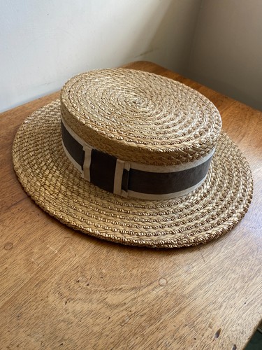 Vintage 1950s straw boater hat - boater,