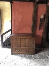 ORIGINAL Antique GEORGE III Three Panel  Trunk Coffer Mule Blanket Chest c1700's