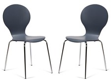 2 Grey Kimberley Bentwood Dining Chairs Chrome Leg Keeler Cafe Style VSlight2nds