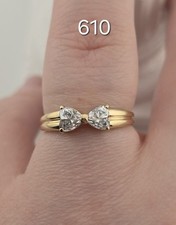 2.6g 14ct 585 Yellow Gold Diamonique Dqcz Bow Ring Size Q Qvc Not 9ct Hallmarked