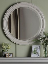 Laura Ashley Tate Round Wood Wall Mirror 60cm - Off White [Scuffed/Paint Off)