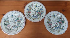 3 x antique French Gien plates, Cornucopia, Horn of Plenty, post 1875