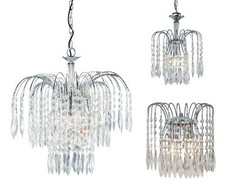 Searchlight Waterfall Chrome & Crystal Drop Chandelier Ceiling or Wall Lights