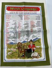 Vintage EPL Welsh Language Cotton Tea Towel  Unused