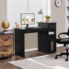 Home Office Computer Desk with Drawer&Shelves Study PC Table Writing Desk Black