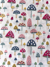 Cath Kidston Mini Mushrooms Toadstools Cotton Fabric Remnant 26" x 39"