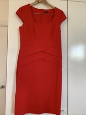 Cap Sleeve Red Midi Dress By Roman, UK14