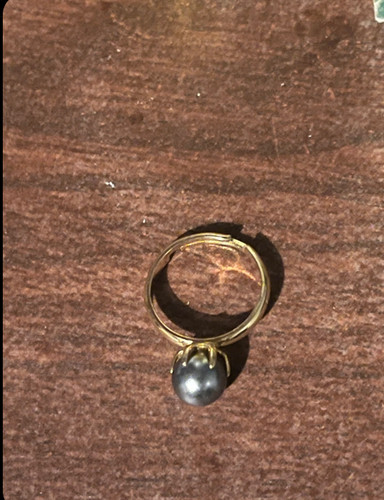 Adjustable black pearl silver - black, pearl/silver