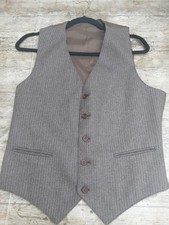 Men's Brown Pinstriped Wool Blend Waistcoat Size 38/40" Chest  NWHT