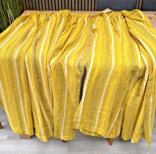 5x  Vintage Woven Curtains Retro Yellow Striped 1950s MCM Midcentury 1950s