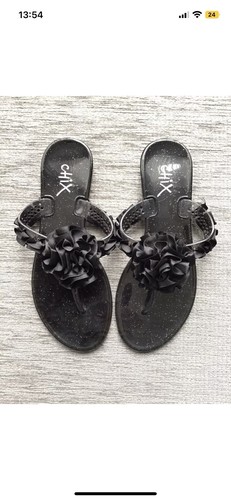 Ladies black flower shoe - flower, size