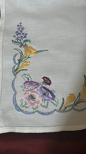Vintage linen handmade table - linen,