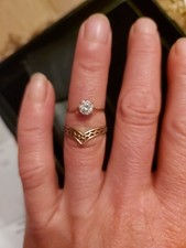 X2 9ct Gold Rings , Wishbone Size P AND a SOLITAIRE cz Size K