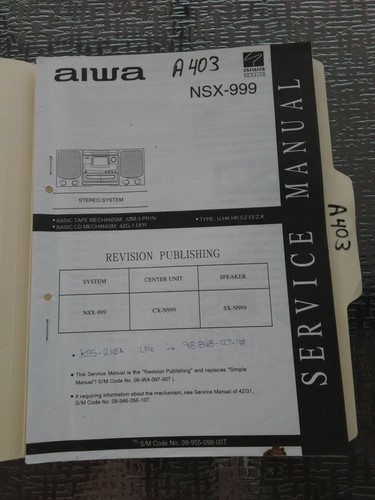 Aiwa nsx 999 service - aiwa, nsx-999