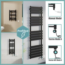 Black Prefilled Bathroom Electric WiFi Warmer Thermostatic Towel Rail Radiator