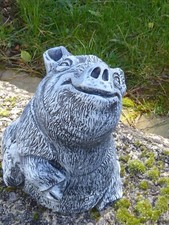 Cute Cast Stone Pig Looking Up