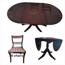 Vintage Regency Solid Mahagony Extendable Dining Dinner Table 6 Chairs Set SALE