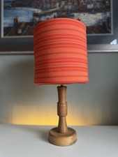 Lovely Unusual Vintage Table Lamp With Stunning Retro Orange Lampshade
