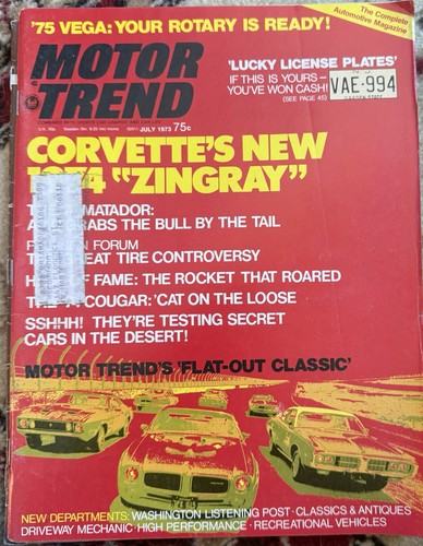 Rare vintage 1973 motor trend - 1973,