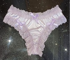 Luxury Adult Sissy Silk Satin Frilly Lace Vintage CD TV Panties Knickers 1 XL 18