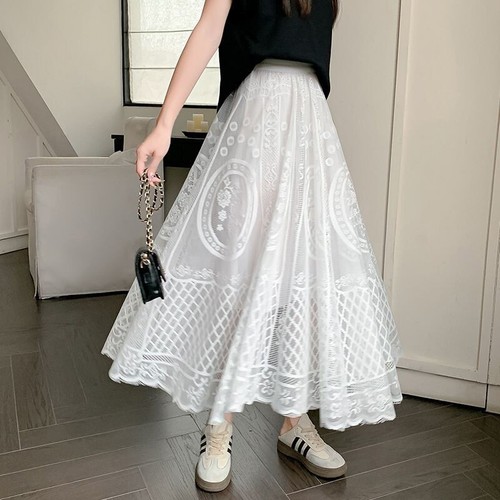 White lace maxi womens skirt - lace,