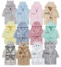 Personalised Girl Boy Dressing Gown Novelty Robe Embroidered Name Bear Ears 0-4Y